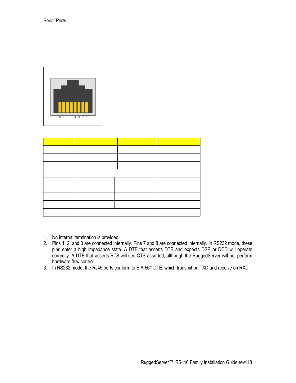 Rs232/rs485/rs422 via rj45, Figure 21: rj45 port pin-out, Table 8: rj45 port pin-out | RuggedCom RS416 User Manual | Page 27 / 43