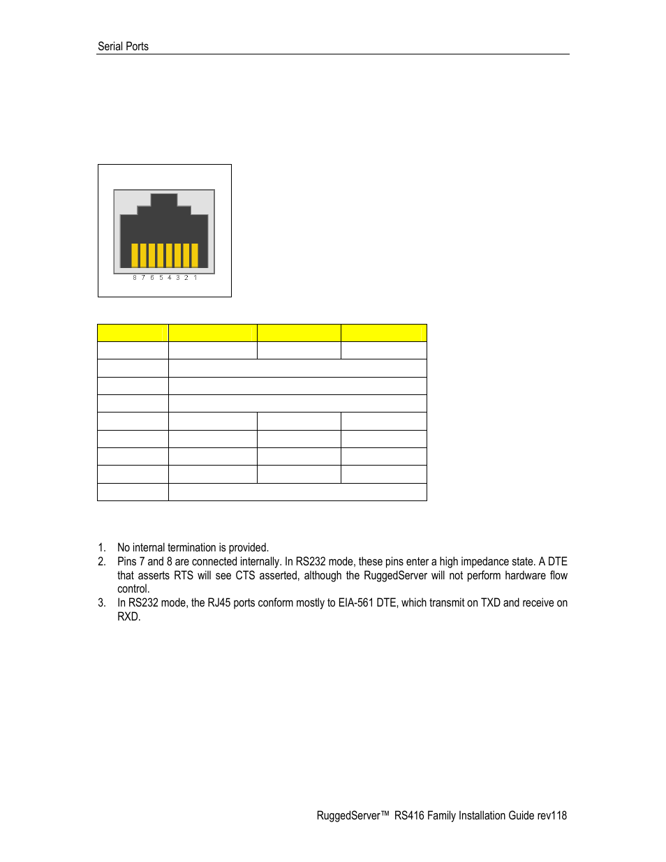 Rs232/rs485/rs422 plus irig-b via rj45, Figure 22: rj45 port pin-out with irig-b, Table 9: rj45 port pin-out | RuggedCom RS416 User Manual | Page 28 / 43
