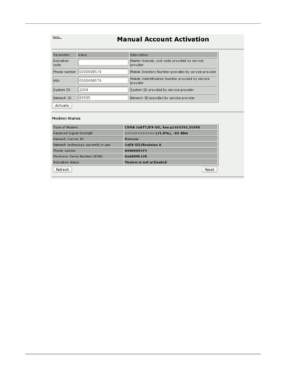 Cellular modem configuration, Manual account activation | RuggedCom RuggedRouter RX1100 User Manual | Page 113 / 341