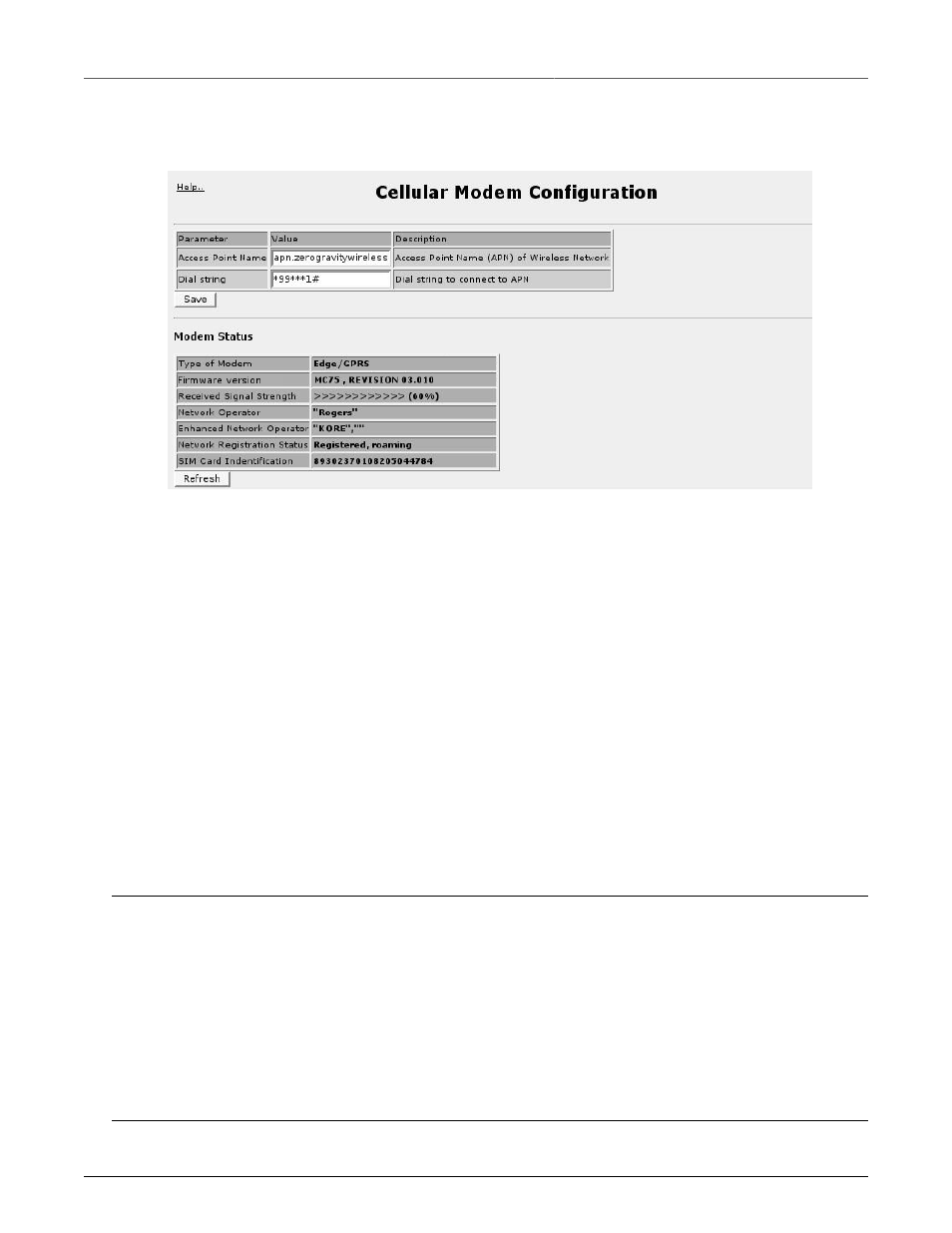 Modem configuration, Modem status | RuggedCom RuggedRouter RX1100 User Manual | Page 114 / 341