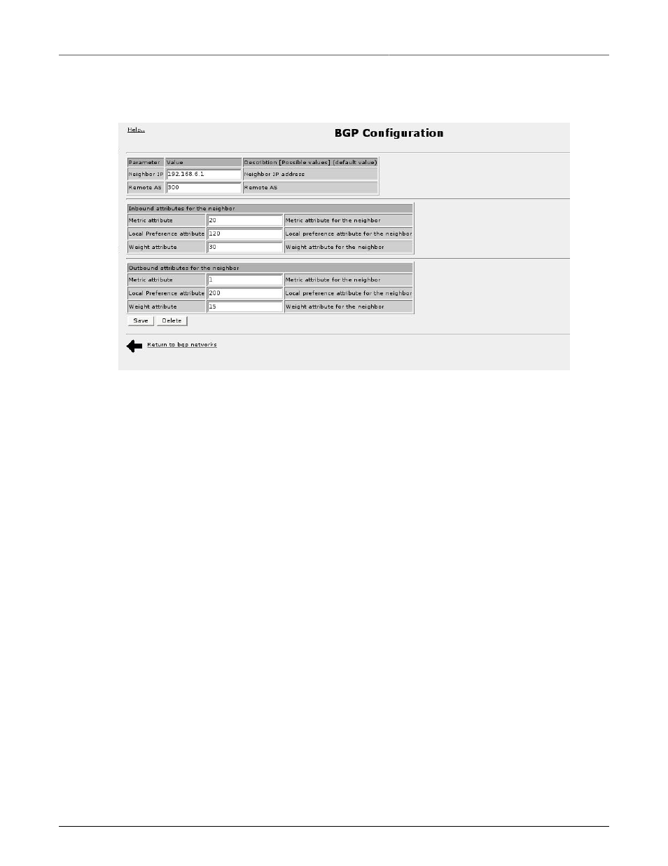 Bgp network neighbor configuration, Bgp network neighbor configuration menu | RuggedCom RuggedRouter RX1100 User Manual | Page 171 / 341