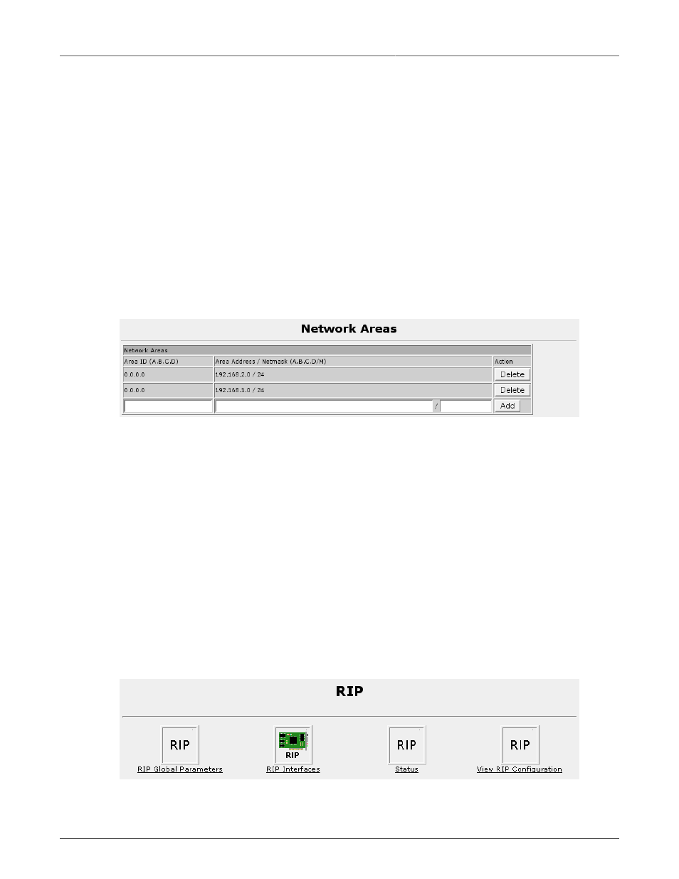 Ospf network areas, Ospf status, View ospf configuration | Network areas, 177 17.17. rip menu | RuggedCom RuggedRouter RX1100 User Manual | Page 177 / 341