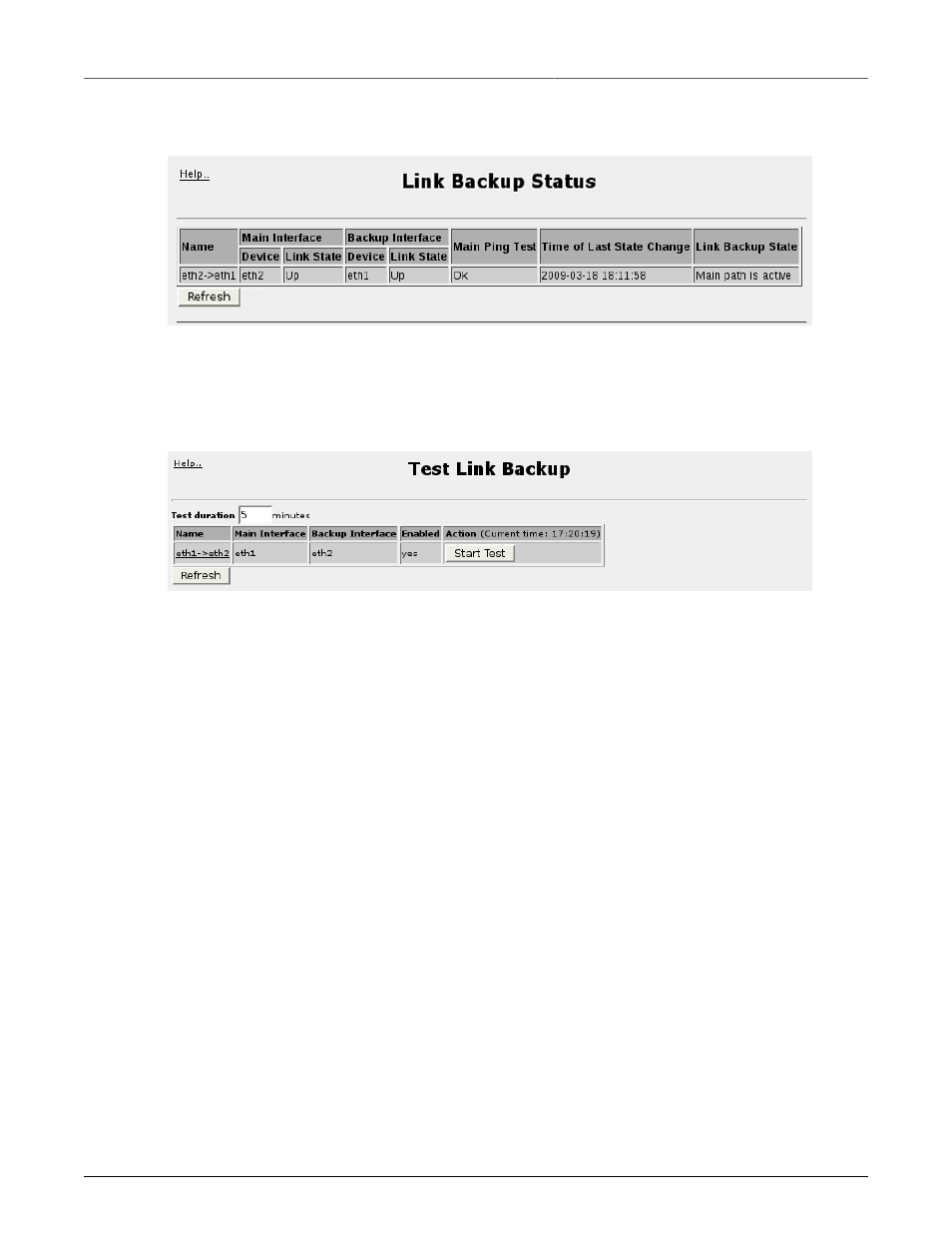 Link backup status, Testing a link backup configuration, Scheduled link backup test | 186 18.2.6. testing a link backup configuration, 186 18.2.7. scheduled link backup test, 186 18.7. test link backup | RuggedCom RuggedRouter RX1100 User Manual | Page 186 / 341