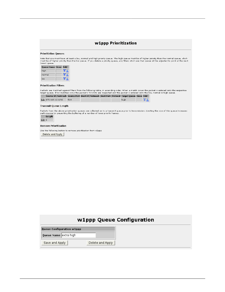 Interface prioritization menu, Prioritization queues, 200 20.3. prioritization queue configuration | RuggedCom RuggedRouter RX1100 User Manual | Page 200 / 341