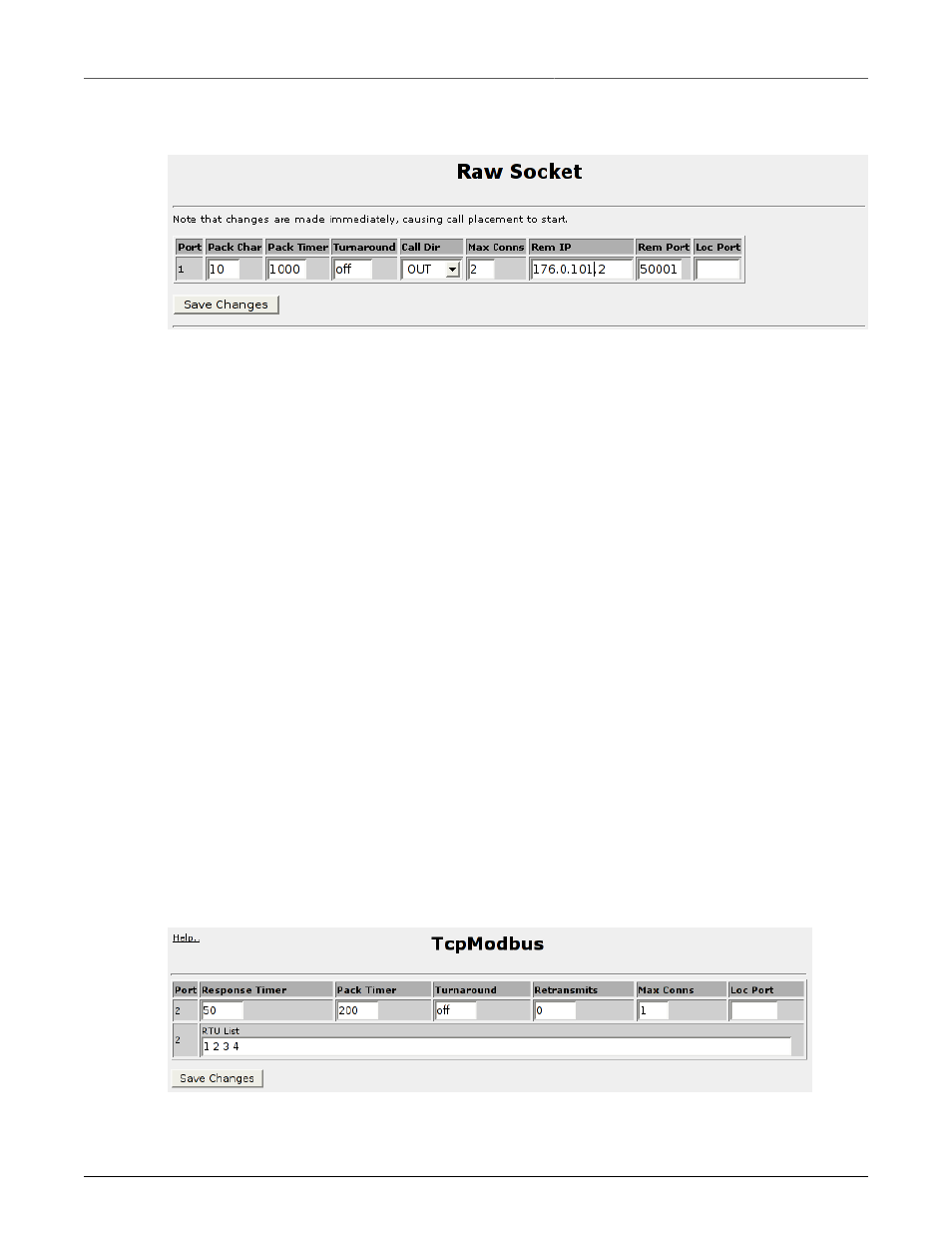 Rawsocket menu, Tcpmodbus menu, 224 24.2.5. tcpmodbus menu | Raw socket menu, 224 24.6. tcpmodbus menu | RuggedCom RuggedRouter RX1100 User Manual | Page 224 / 341