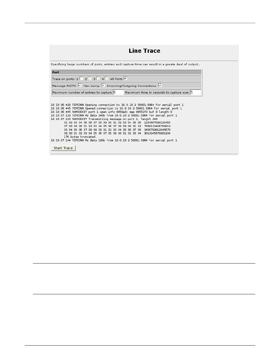 Serial protocols trace menu, Serial protocols sertrace utility, 228 24.2.9. serial protocols sertrace utility | RuggedCom RuggedRouter RX1100 User Manual | Page 228 / 341