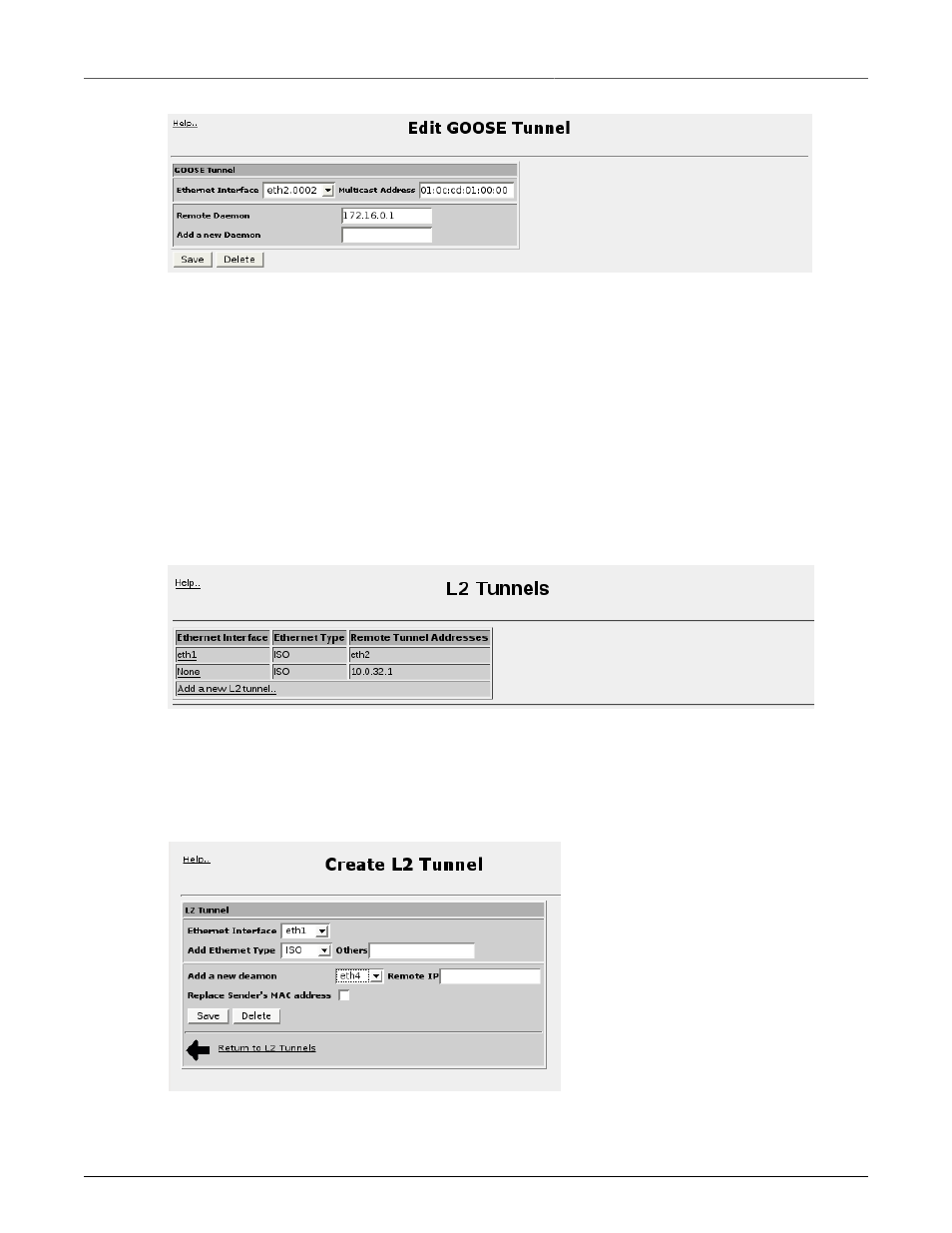 Generic l2 tunnels menu, Goose menu, 238 26.5. generic l2 tunnels menu | 238 26.6. create an l2 tunnel | RuggedCom RuggedRouter RX1100 User Manual | Page 238 / 341