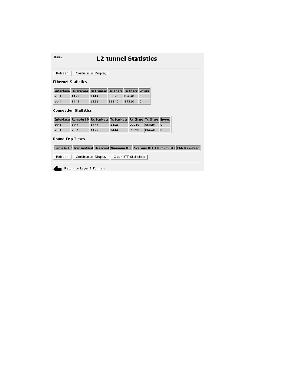 Generic l2 tunnel statistics menu, Generic l2 statistics menu | RuggedCom RuggedRouter RX1100 User Manual | Page 241 / 341