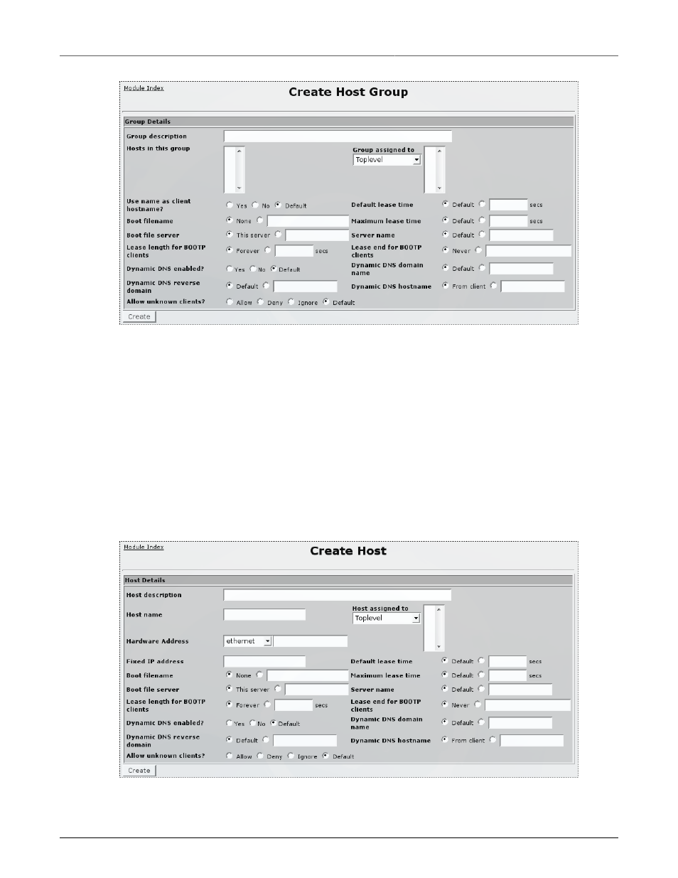 Dhcp host configuration, Dhcp group configuration, 252 27.5. dhcp host configuration | RuggedCom RuggedRouter RX1100 User Manual | Page 252 / 341