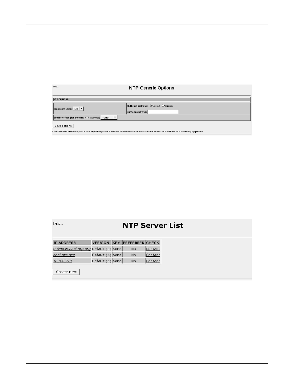 Generic options, Servers configuration, 258 29.2.3. servers configuration | Ntp generic options, 258 29.3. ntp server list | RuggedCom RuggedRouter RX1100 User Manual | Page 258 / 341