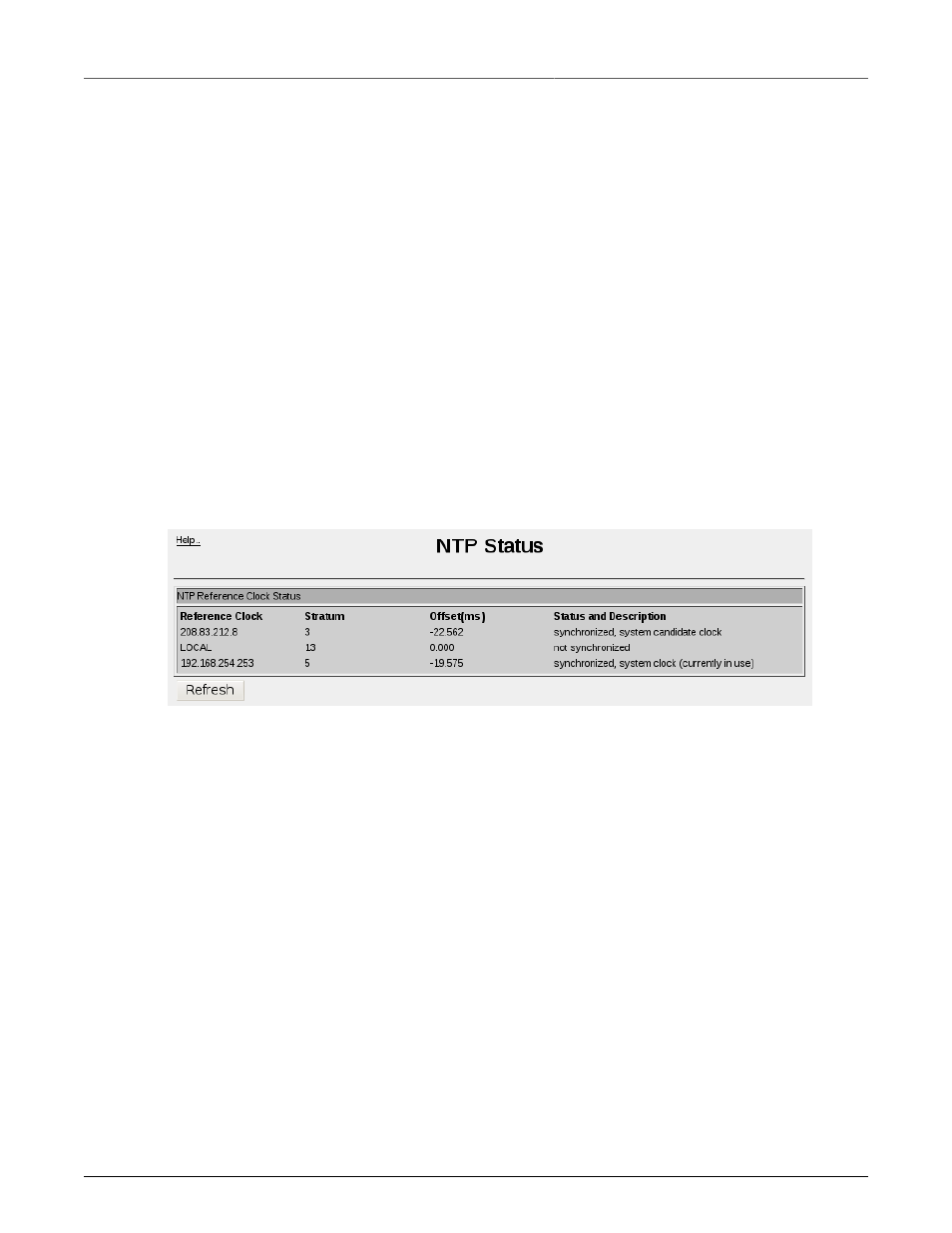 Peers configuration, Viewing ntp status, 259 29.2.5. viewing ntp status | Ntp status | RuggedCom RuggedRouter RX1100 User Manual | Page 259 / 341