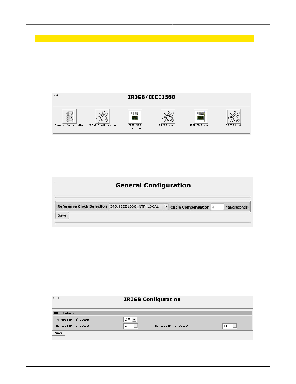 Irigb/ieee1588 configuration, Irigb/ieee1588 main menu, General configuration | Irigb configuration, 271 32.2.2. general configuration, 271 32.2.3. irigb configuration, Irigb/1588 main menu, 271 32.3. irigb configuration menu | RuggedCom RuggedRouter RX1100 User Manual | Page 271 / 341