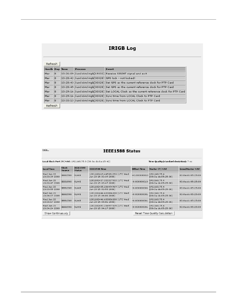 Irigb status, Ieee1588 status, 273 32.2.6. ieee1588 status | Irigb gps status, 273 32.6. ieee1588 status | RuggedCom RuggedRouter RX1100 User Manual | Page 273 / 341