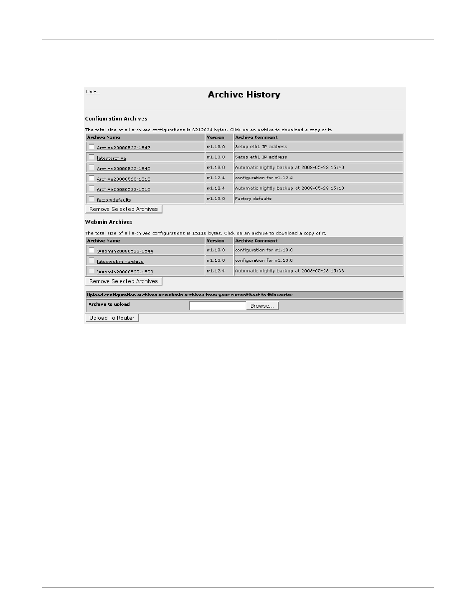 Archive history | RuggedCom RuggedRouter RX1100 User Manual | Page 295 / 341