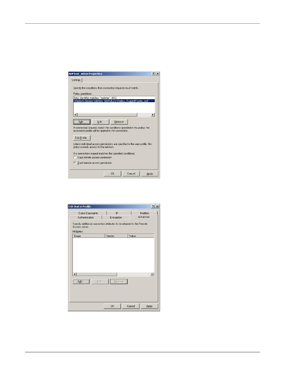 E.1. ias window - edit remote access policy, 333 e.2. ias window - edit profile | RuggedCom RuggedRouter RX1100 User Manual | Page 333 / 341