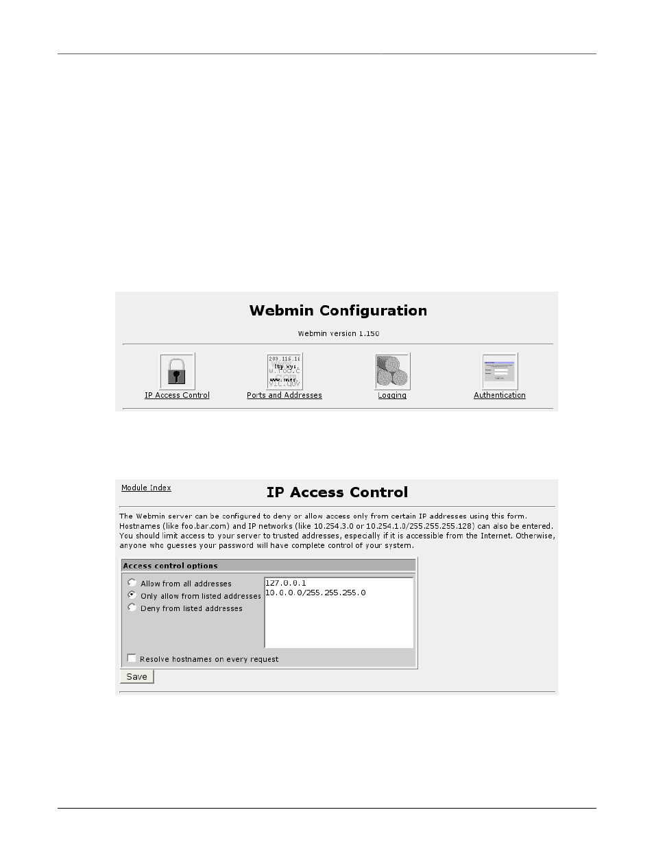 Webmin configuration, Introduction, Webmin configuration menu | Ip access control, 34 2.2. webmin configuration menu | RuggedCom RuggedRouter RX1100 User Manual | Page 34 / 341