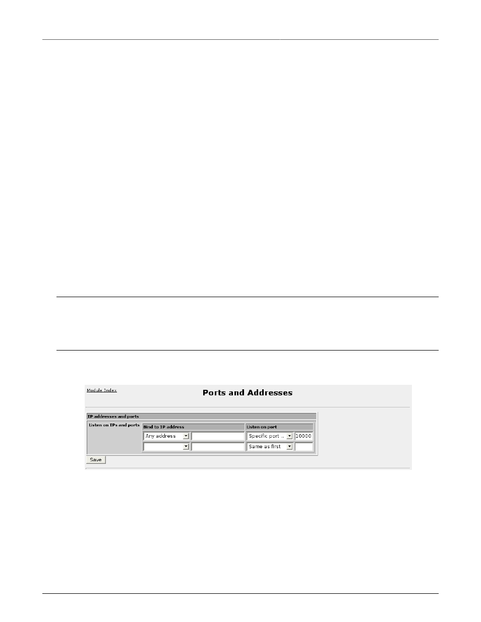 Ports and addresses, Webmin configuration menu, ports and addresses | RuggedCom RuggedRouter RX1100 User Manual | Page 35 / 341