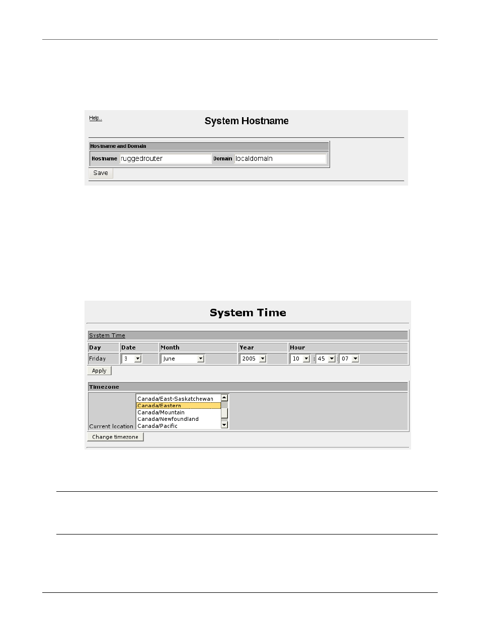 System hostname, System time, 49 4.7. system time | 49 4.10. system time | RuggedCom RuggedRouter RX1100 User Manual | Page 49 / 341