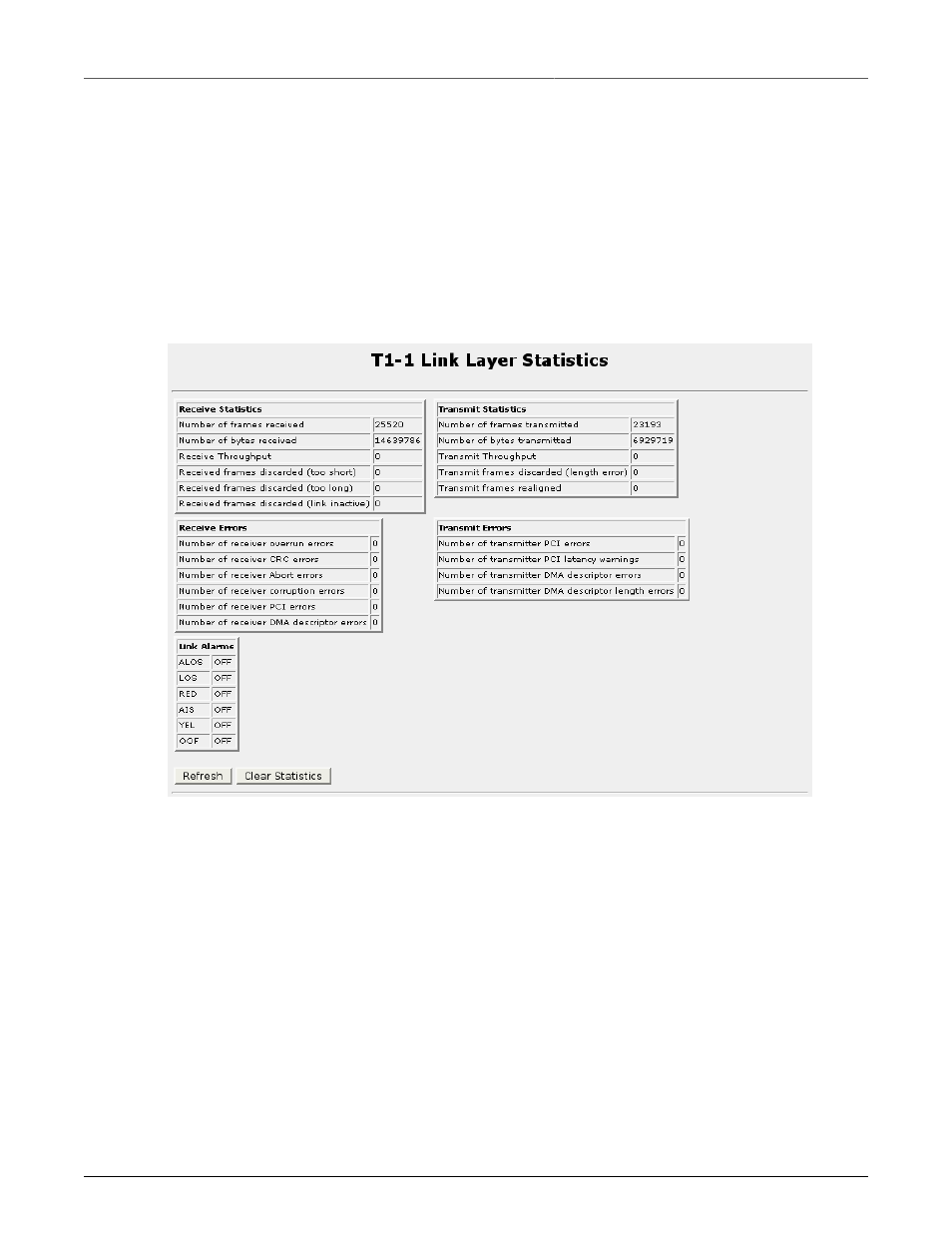 T1/e1 statistics, Link statistics, T1/e1 link statistics | RuggedCom RuggedRouter RX1100 User Manual | Page 74 / 341