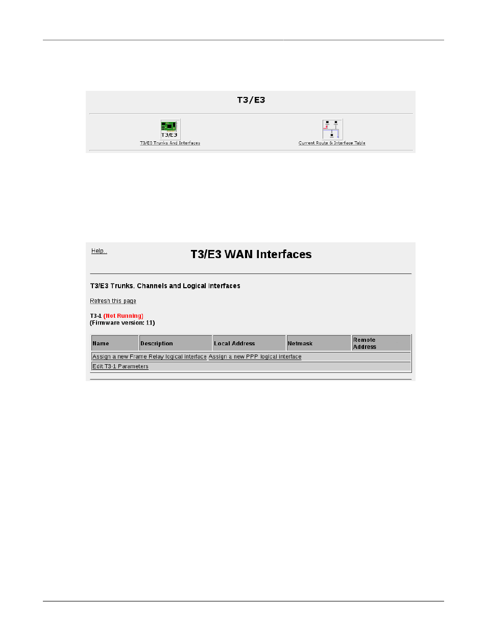 T3/e3 configuration, T3/e3 trunk interfaces, T3/e3 trunks and interfaces | RuggedCom RuggedRouter RX1100 User Manual | Page 80 / 341