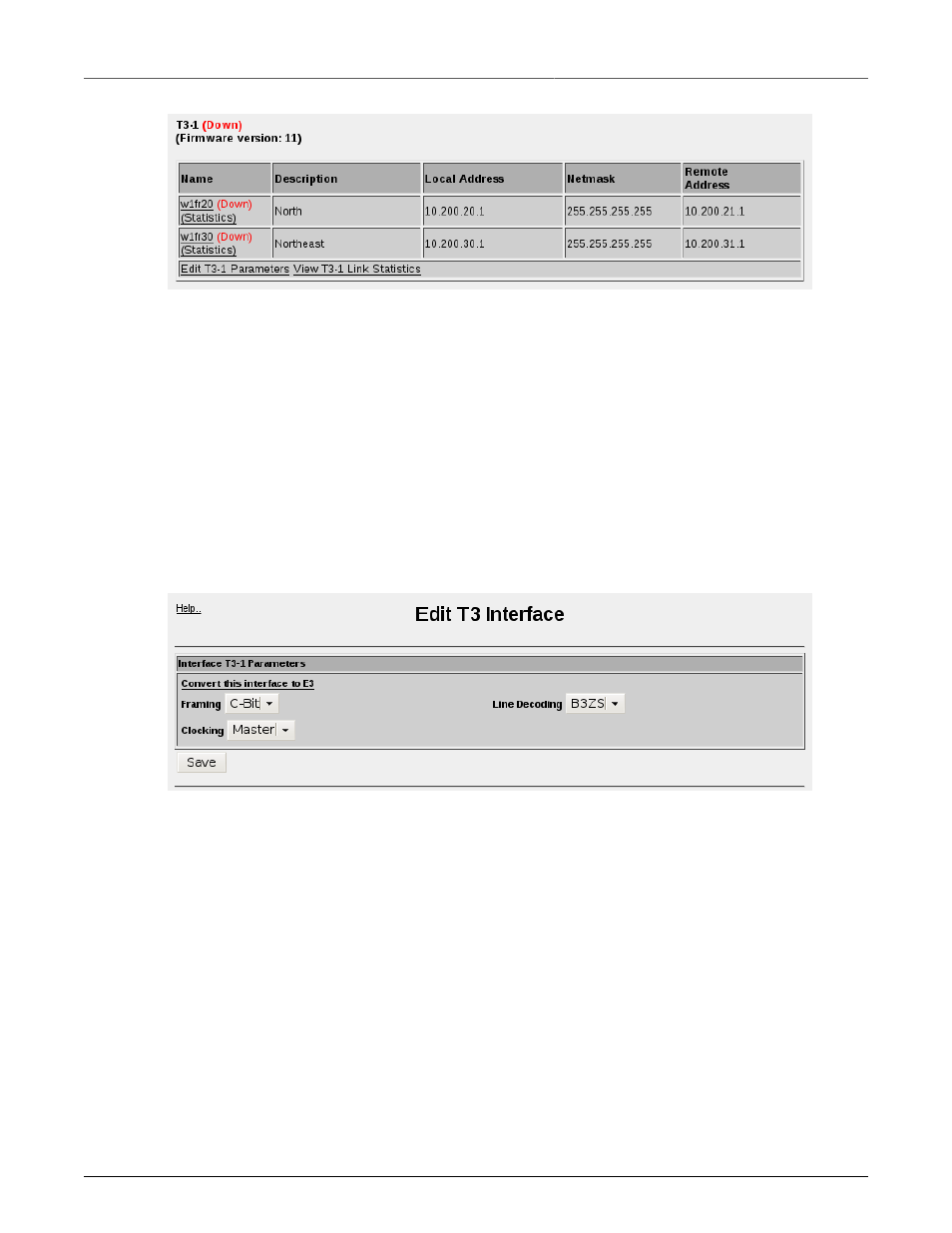 Naming of logical interfaces, T3 interface parameters, T3/e3 network interface with logical interfaces | 81 8.4. edit t3 interface | RuggedCom RuggedRouter RX1100 User Manual | Page 81 / 341