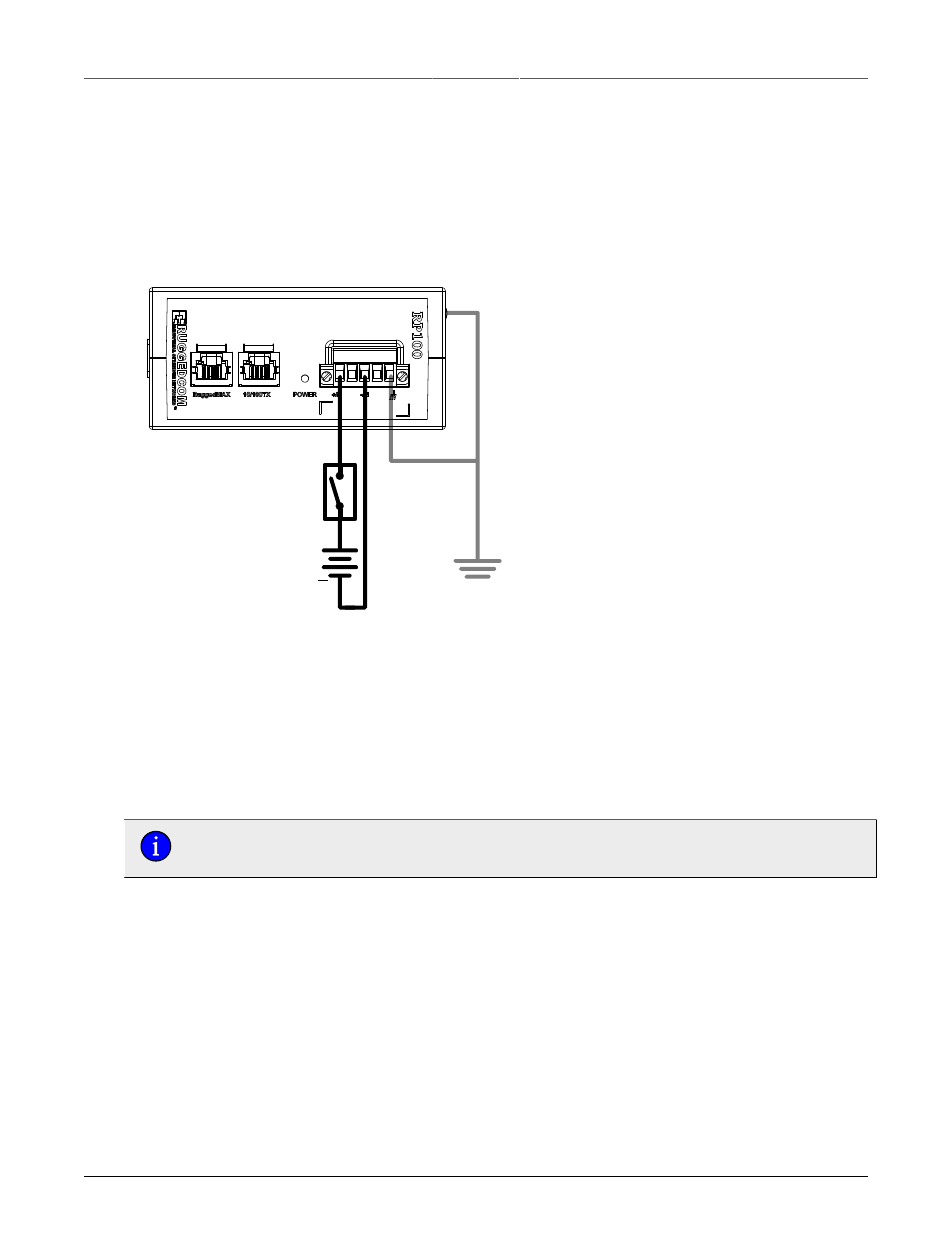 Dc power supply wiring and grounding, Rj45 ports – signal description, 10/100 tx port | 10 2.4. rj45 ports – signal description, Dc power supply and ground connections | RuggedCom RUGGEDPOWER RP100 User Manual | Page 10 / 14