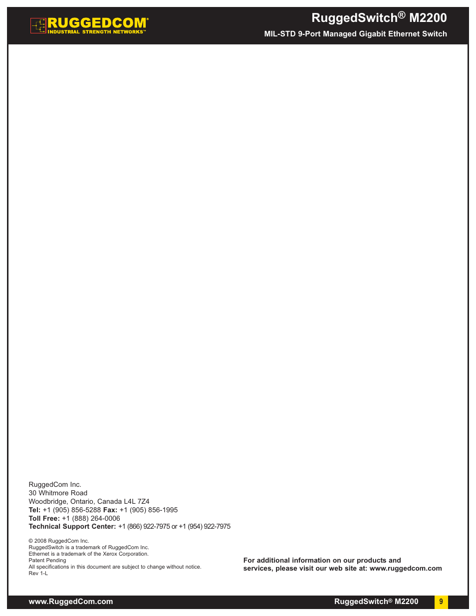 Ruggedswitch, M2200 | RuggedCom M2200 User Manual | Page 9 / 9