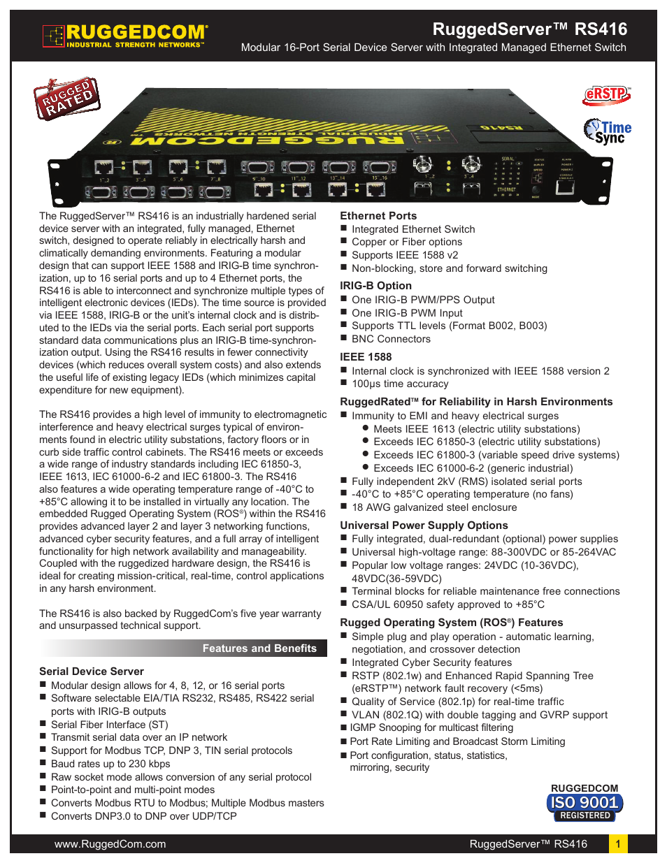 RuggedCom RuggedServer RS416 User Manual | 11 pages