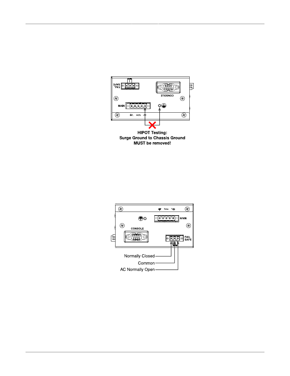 Hipot (dielectric strength) testing, Failsafe output wiring and specifications, Rs232 port wiring | 13 2.4. failsafe output wiring and specifications, 13 2.5. rs232 port wiring, 13 2.5. failsafe output relay | RuggedCom RUGGEDSWITCH RS900G User Manual | Page 13 / 23