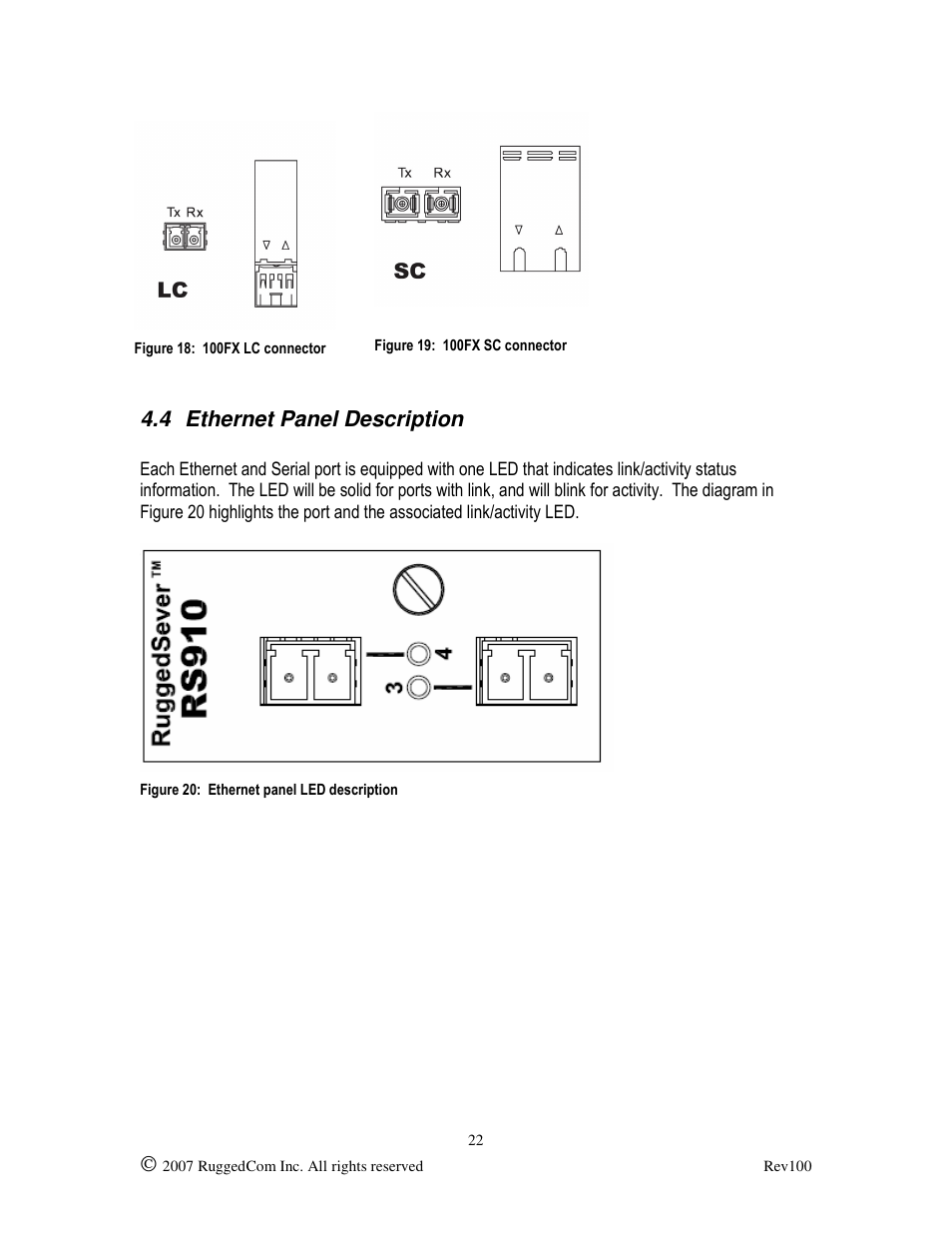 4 ethernet panel description | RuggedCom RUGGED VDSL RS910L User Manual | Page 22 / 29