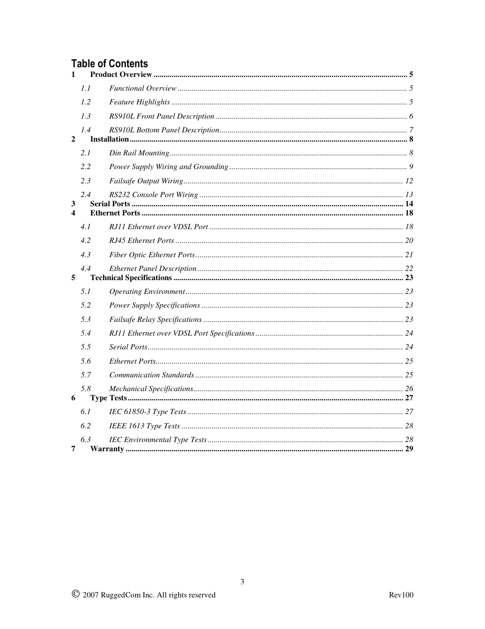 RuggedCom RUGGED VDSL RS910L User Manual | Page 3 / 29