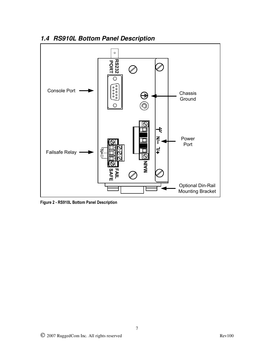 4 rs910l bottom panel description | RuggedCom RUGGED VDSL RS910L User Manual | Page 7 / 29