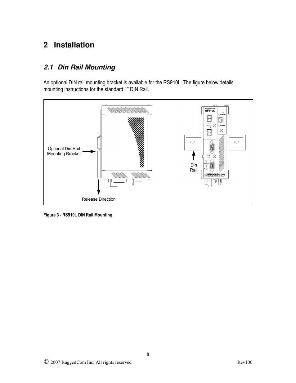 2 installation | RuggedCom RUGGED VDSL RS910L User Manual | Page 8 / 29