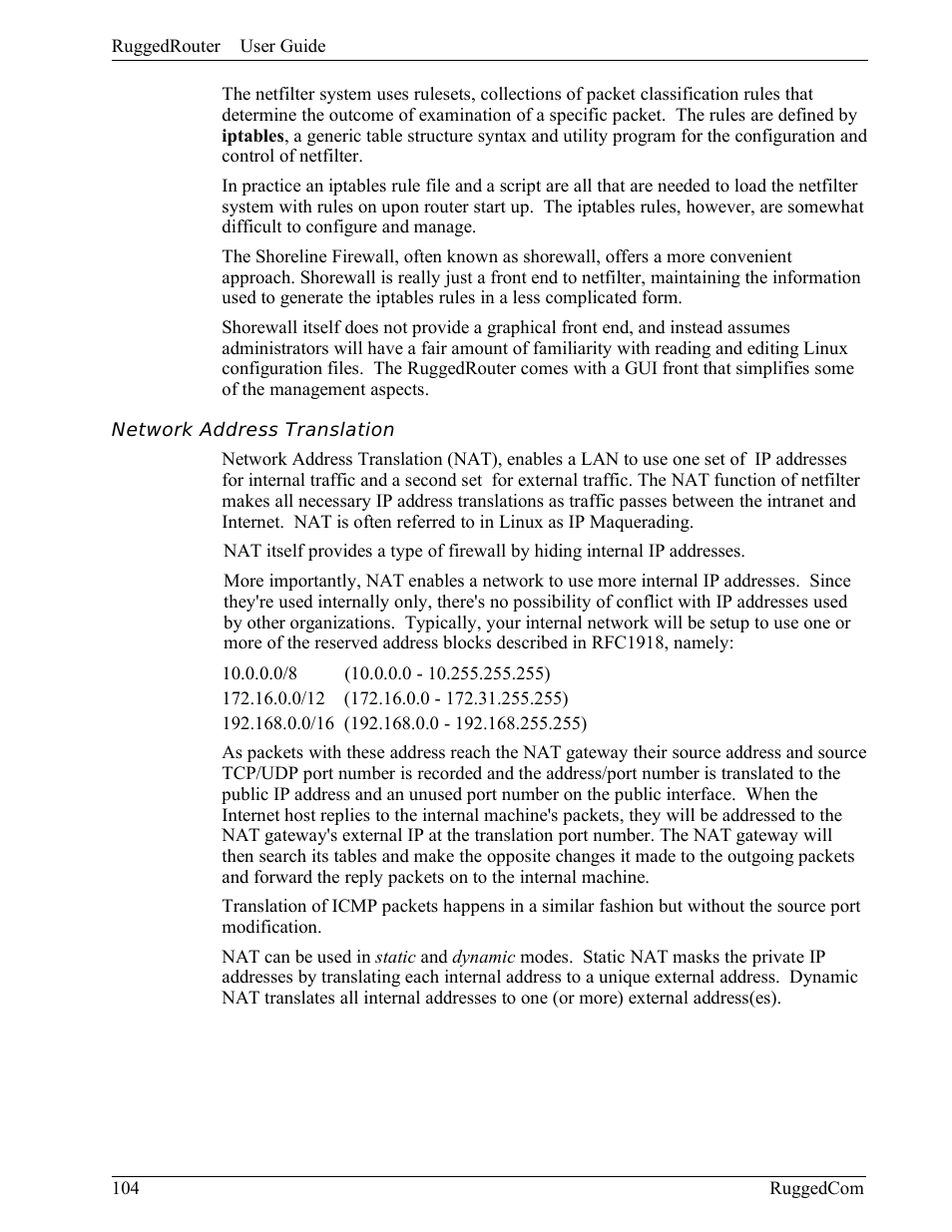 Network address translation | RuggedCom RuggedRouter RX1000 User Manual | Page 106 / 284