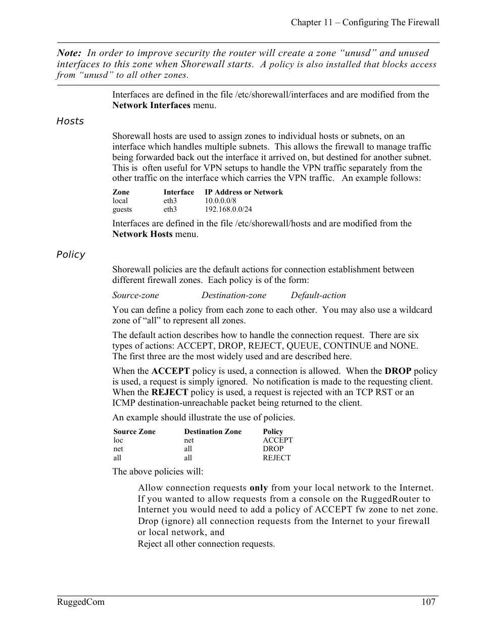 Hosts, Policy | RuggedCom RuggedRouter RX1000 User Manual | Page 109 / 284