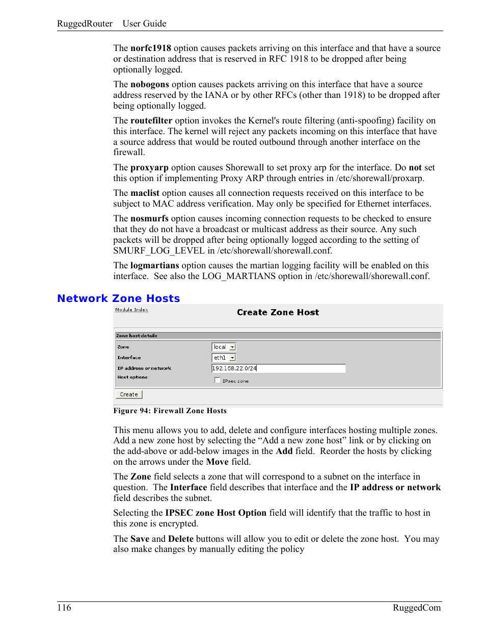 Network zone hosts | RuggedCom RuggedRouter RX1000 User Manual | Page 118 / 284