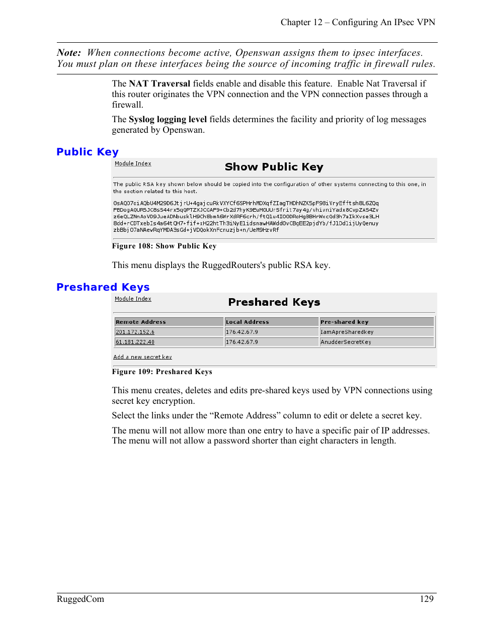 Public key, Preshared keys | RuggedCom RuggedRouter RX1000 User Manual | Page 131 / 284