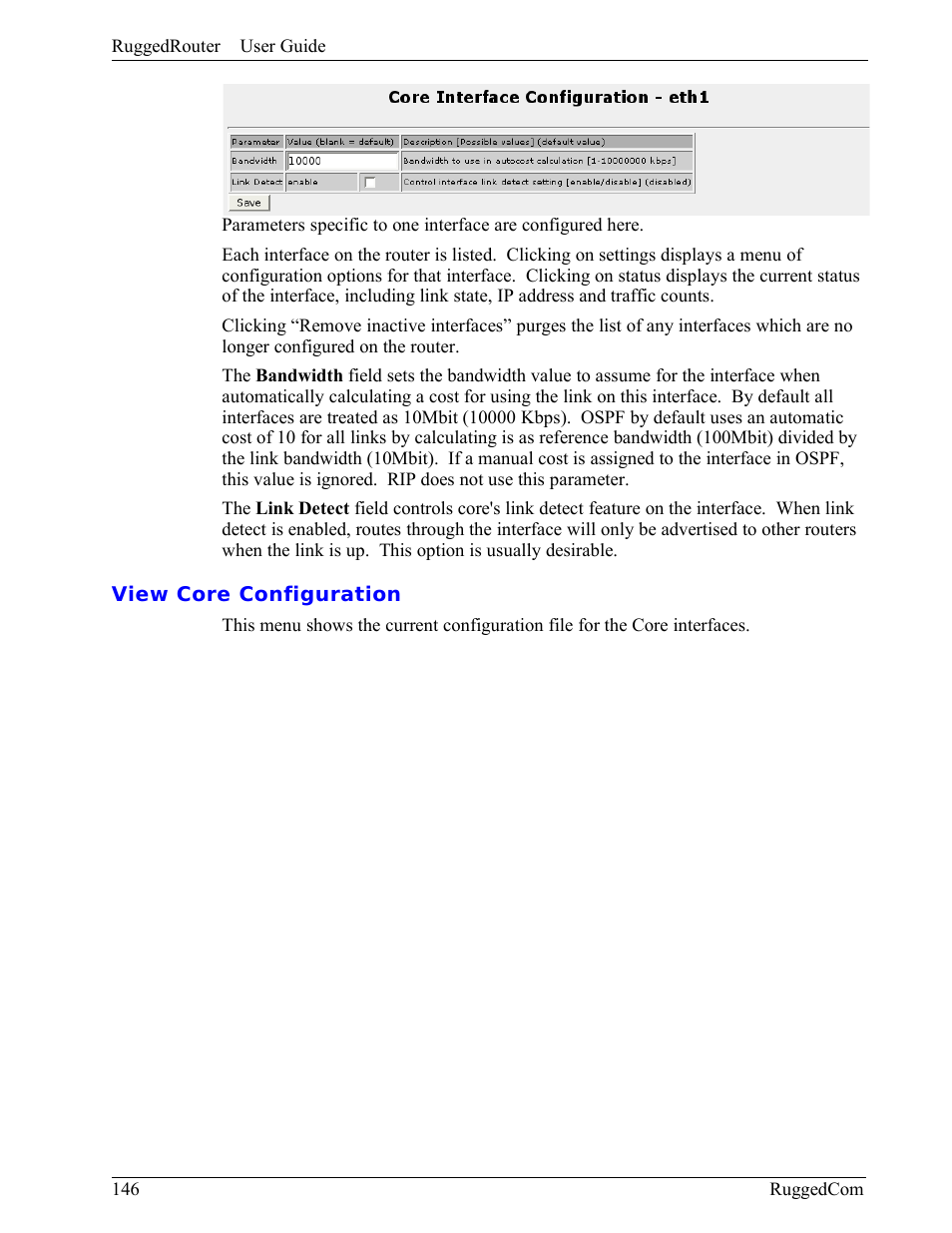 View core configuration | RuggedCom RuggedRouter RX1000 User Manual | Page 148 / 284