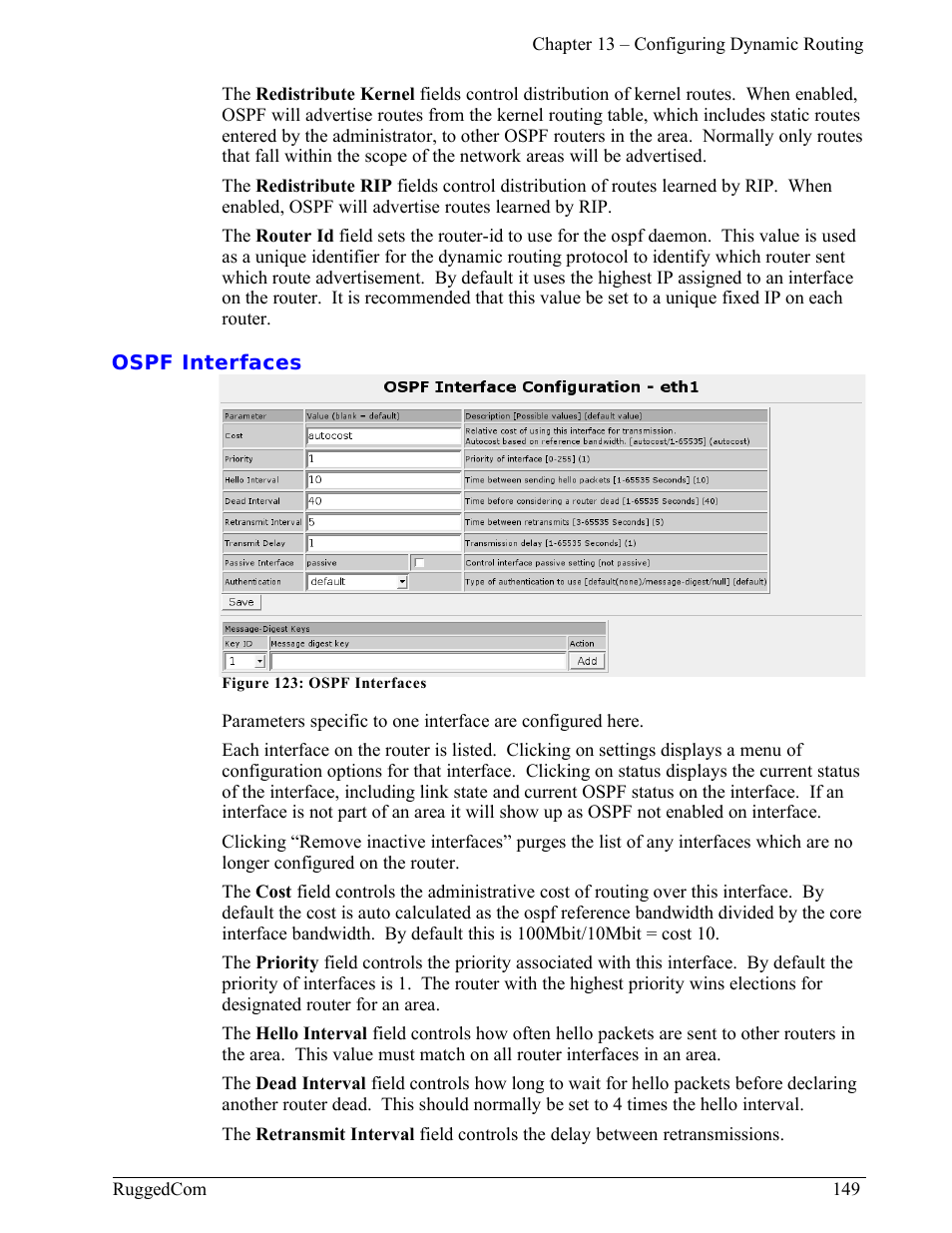 Ospf interfaces | RuggedCom RuggedRouter RX1000 User Manual | Page 151 / 284
