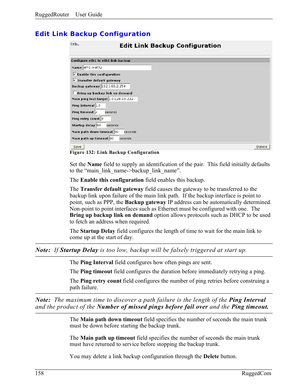Edit link backup configuration | RuggedCom RuggedRouter RX1000 User Manual | Page 160 / 284