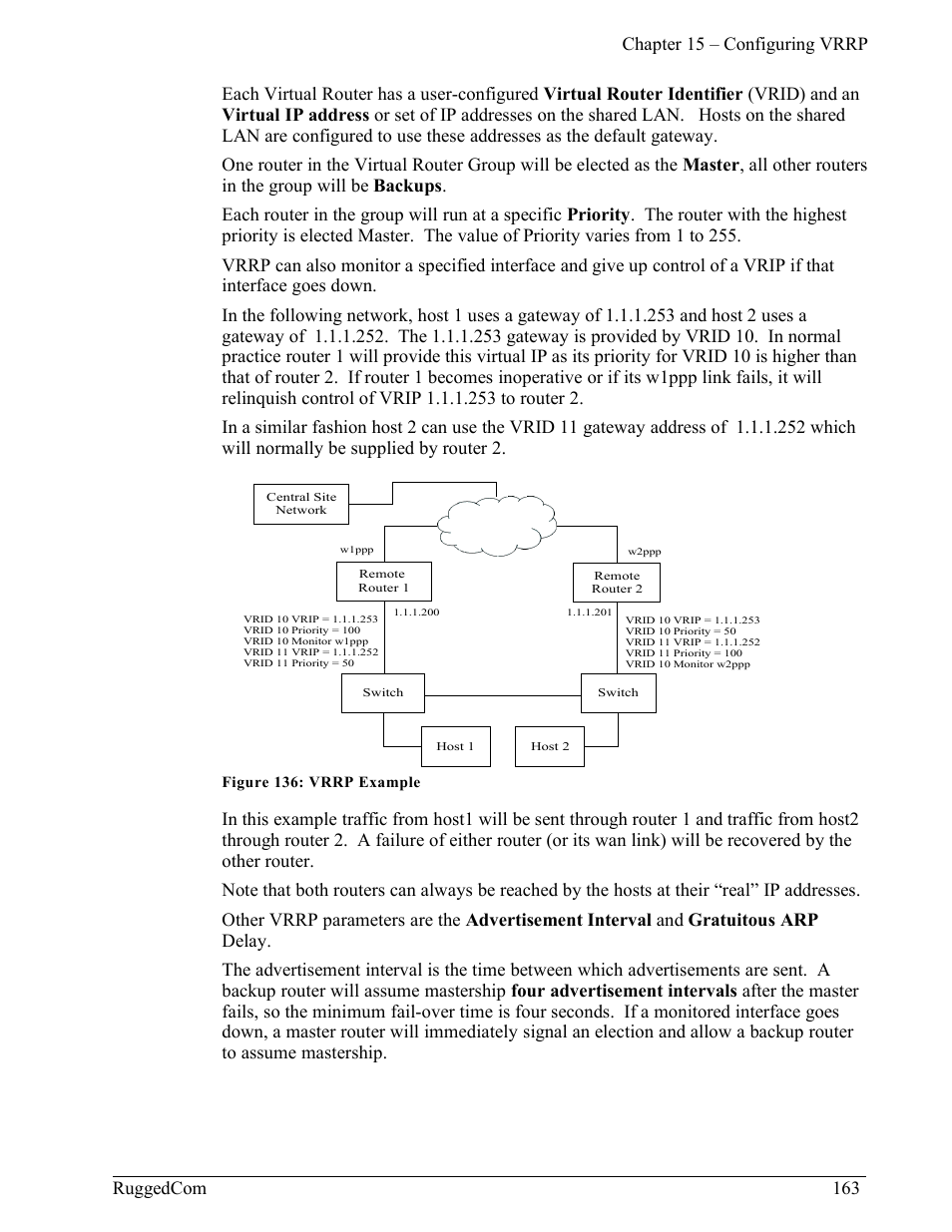 Figure 136: vrrp example | RuggedCom RuggedRouter RX1000 User Manual | Page 165 / 284