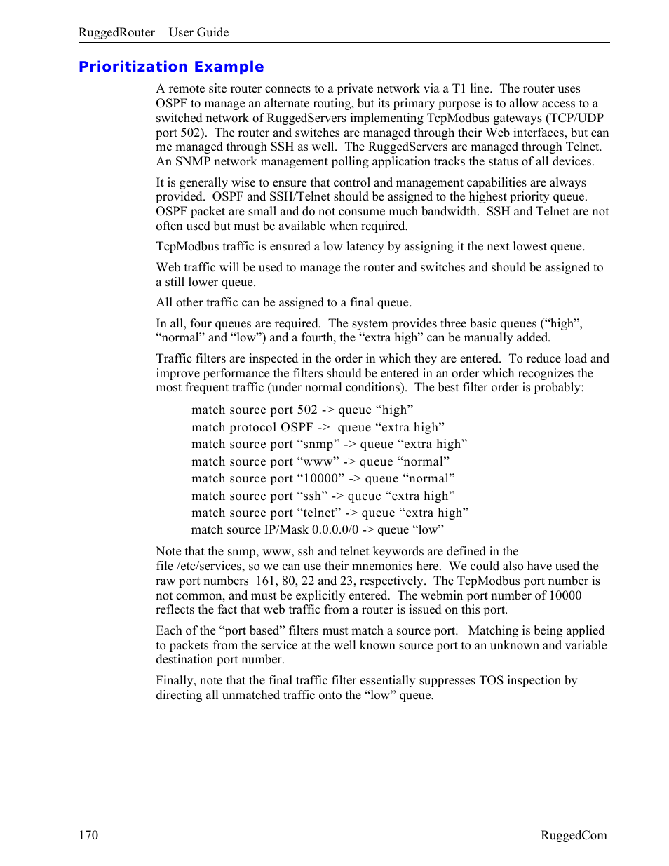 Prioritization example | RuggedCom RuggedRouter RX1000 User Manual | Page 172 / 284