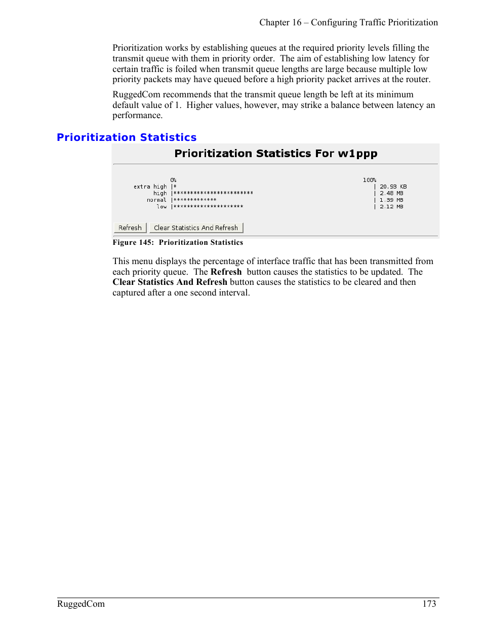 Prioritization statistics | RuggedCom RuggedRouter RX1000 User Manual | Page 175 / 284