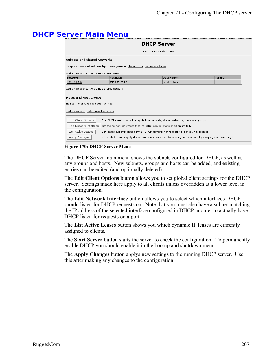 Dhcp server main menu | RuggedCom RuggedRouter RX1000 User Manual | Page 209 / 284