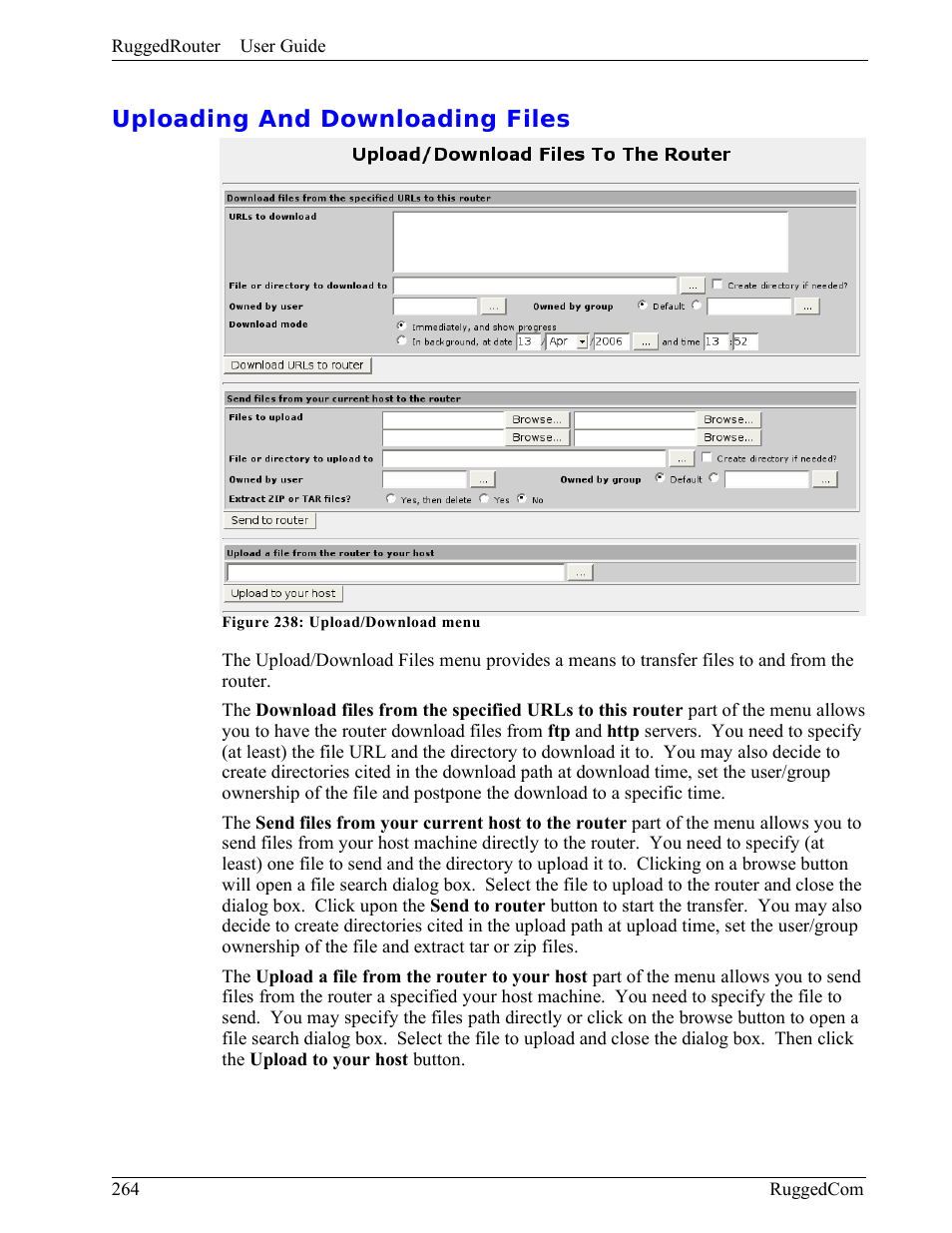 Uploading and downloading files | RuggedCom RuggedRouter RX1000 User Manual | Page 266 / 284