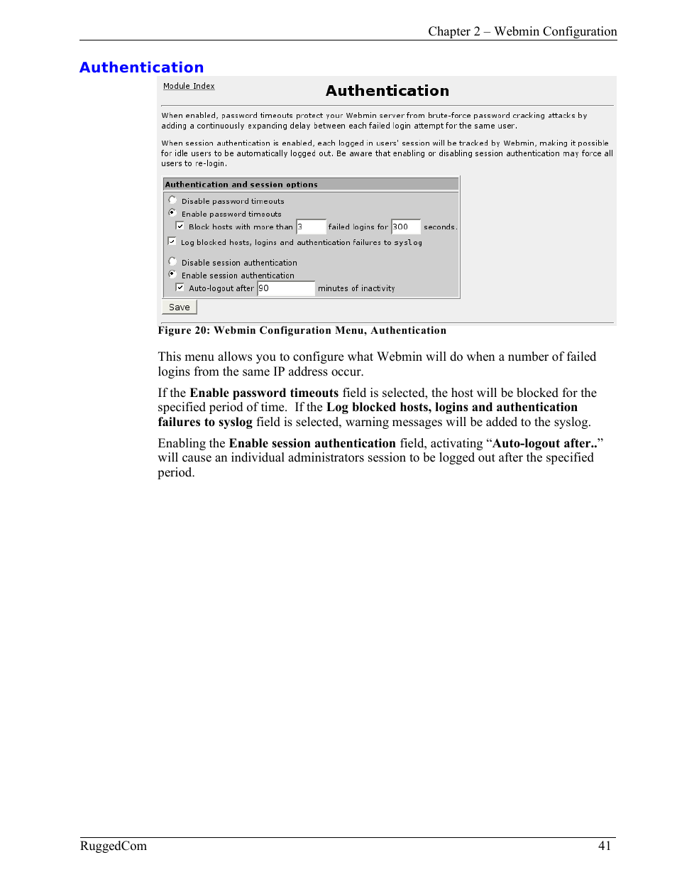 Authentication | RuggedCom RuggedRouter RX1000 User Manual | Page 43 / 284