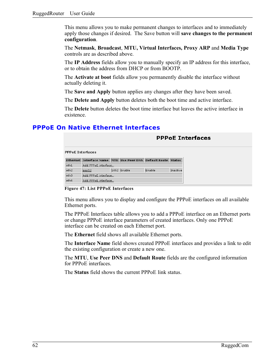 Pppoe on native ethernet interfaces | RuggedCom RuggedRouter RX1000 User Manual | Page 64 / 284
