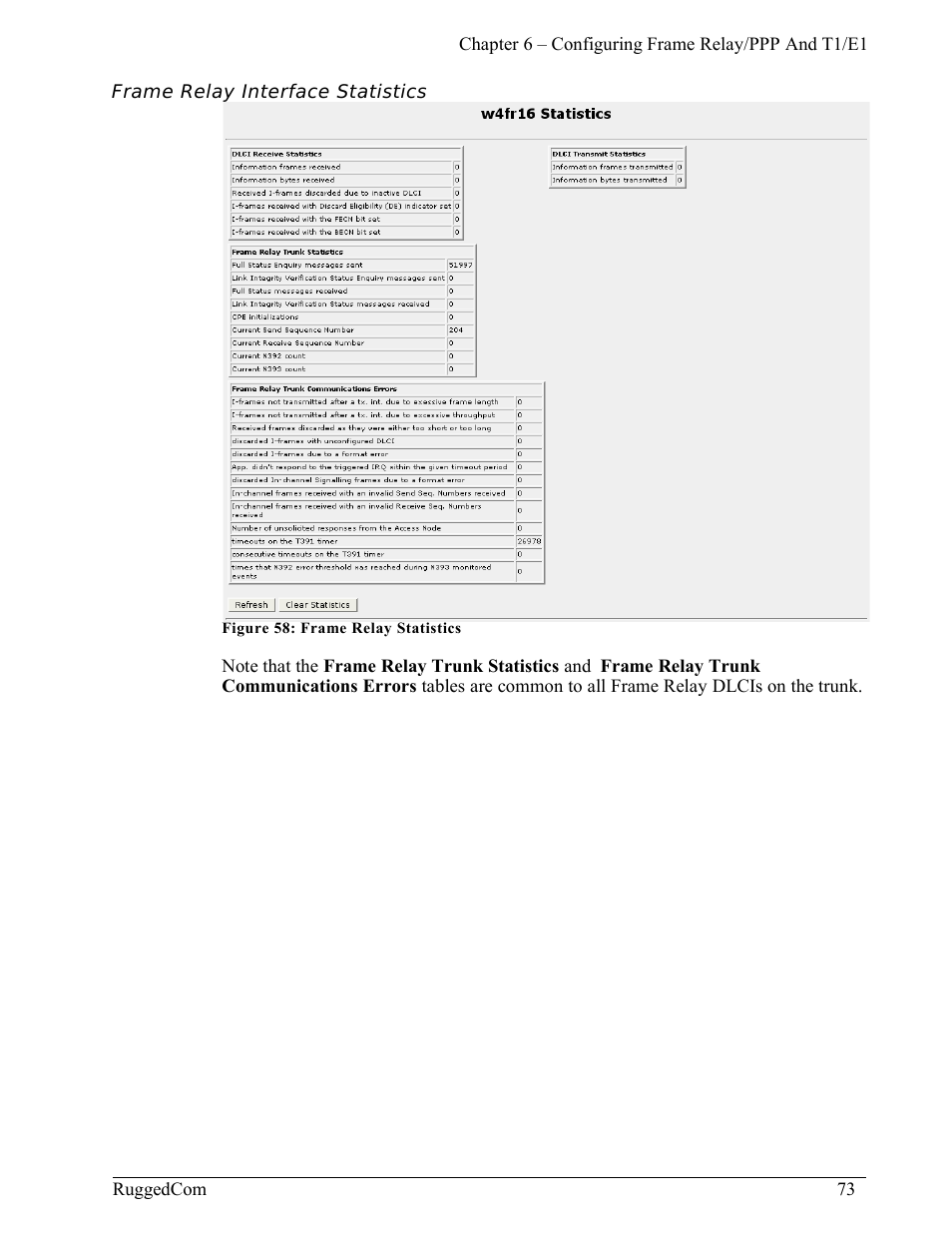 Frame relay interface statistics | RuggedCom RuggedRouter RX1000 User Manual | Page 75 / 284