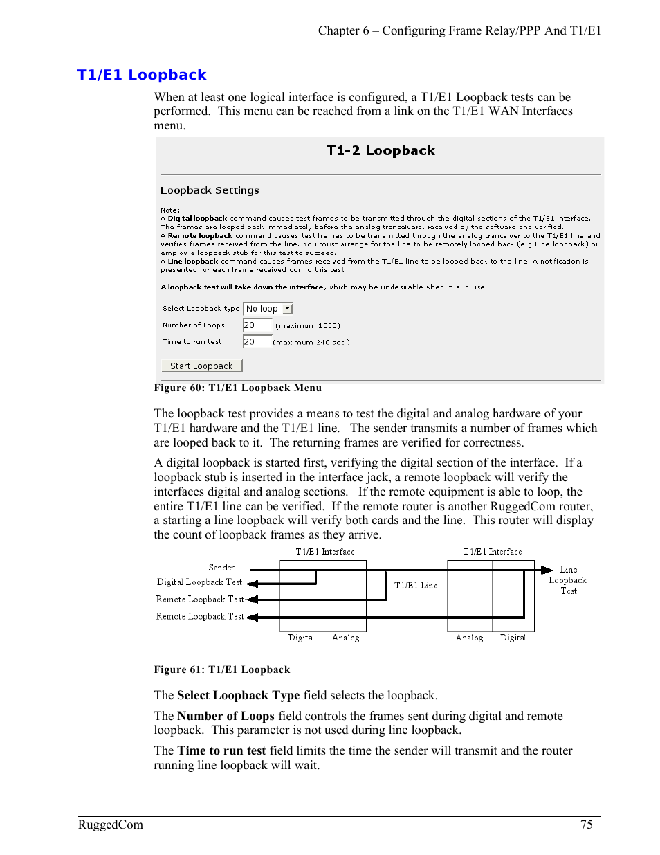 T1/e1 loopback | RuggedCom RuggedRouter RX1000 User Manual | Page 77 / 284