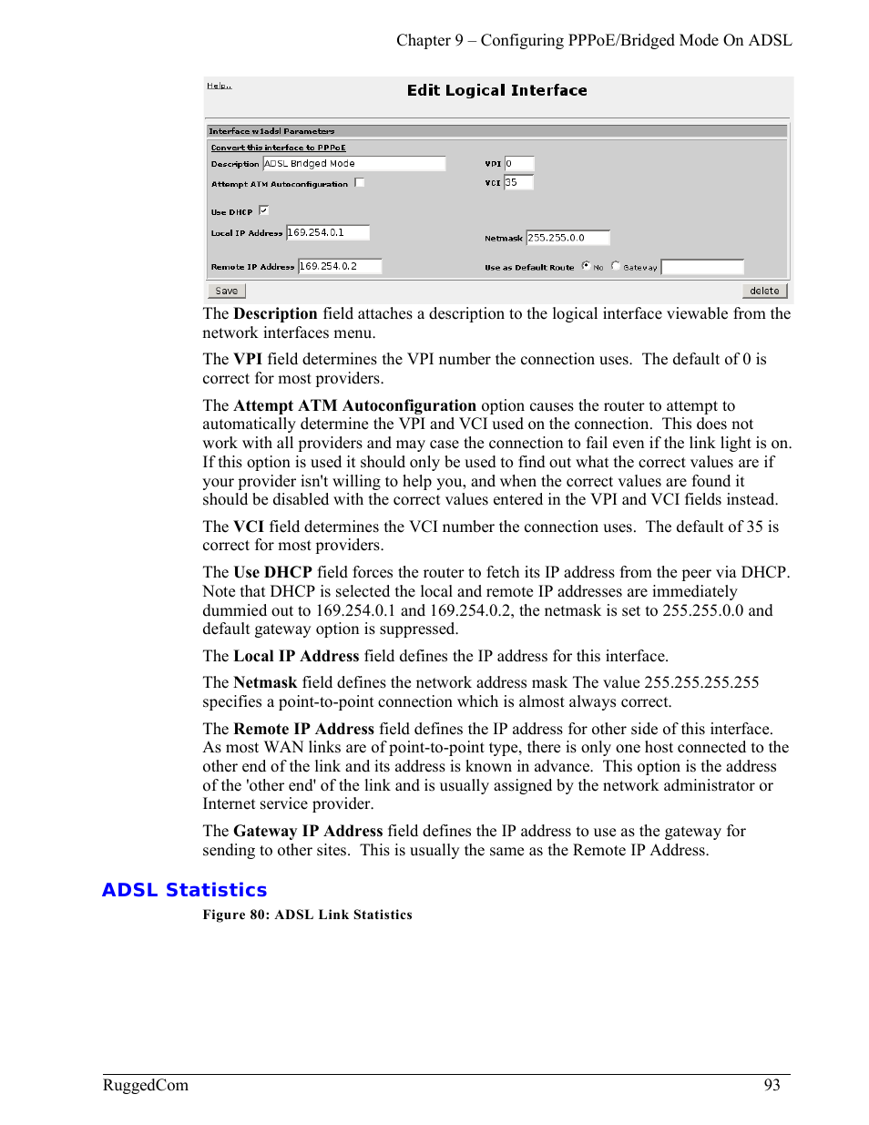 Adsl statistics | RuggedCom RuggedRouter RX1000 User Manual | Page 95 / 284